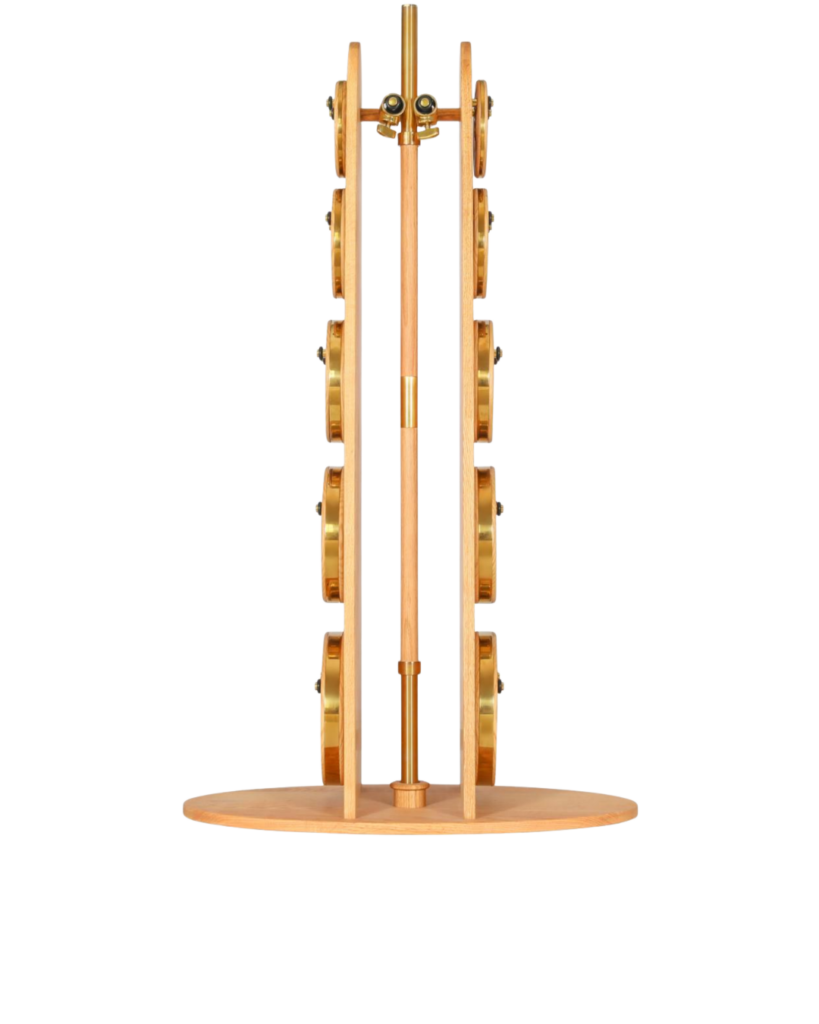 Barbell set with rack, 5–55 kg, in light timber