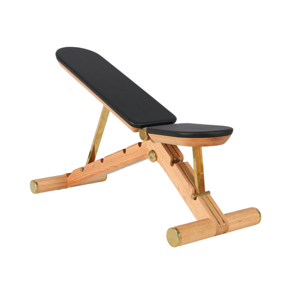 Adjustable wooden bench, high incline position